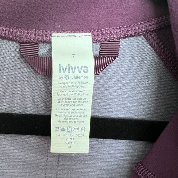 Ivivva by Lululemon Girls Plum Purple Full Zip Jacket with Floral Shimmer Size 7 - Picture 6 of 8